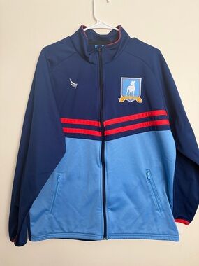 Lightweight Navy & Sky Blue Track Jacket with Red Stripe
